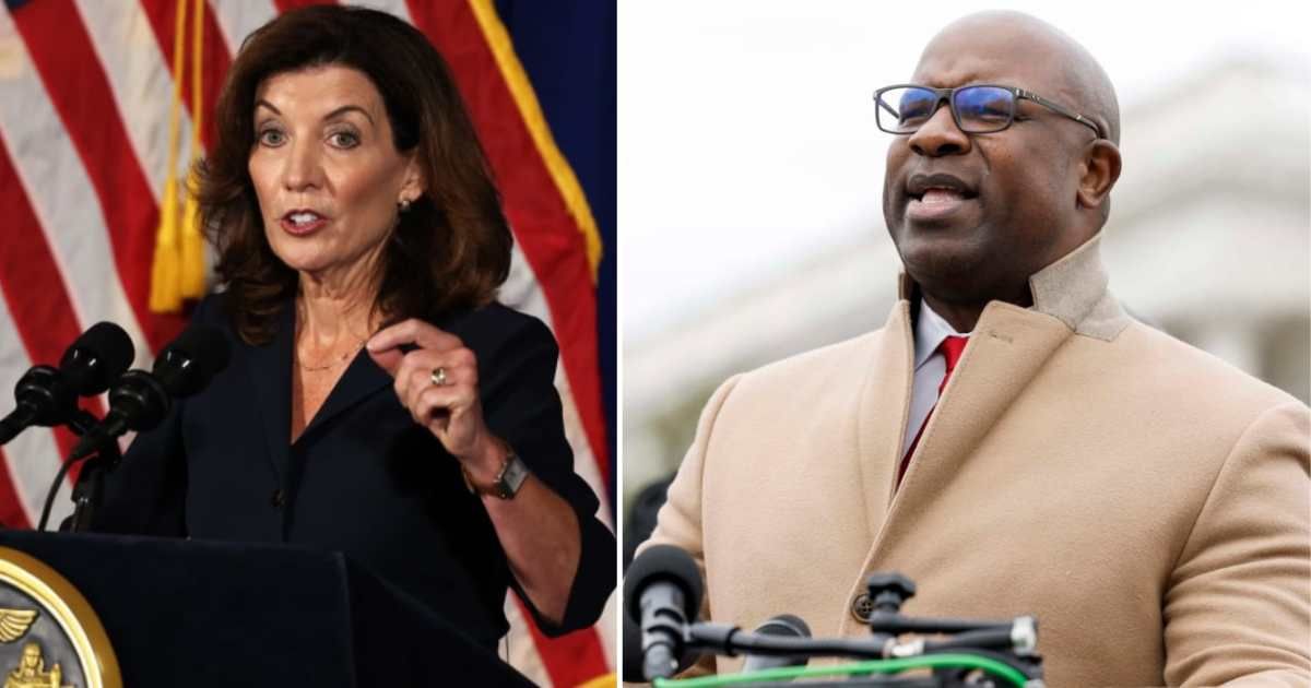 New York Gov Kathy Hochul criticized Rep Jamaal Bowman for his position on Israel ahead of Tuesday's Democratic primary (Getty Images)