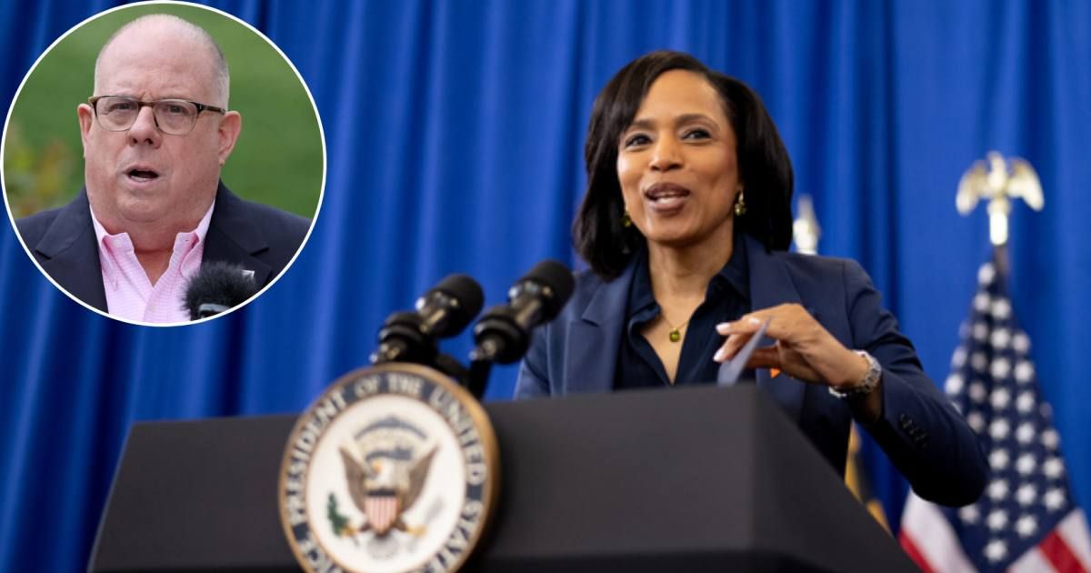 Larry Hogan accused Angela Alsobrooks of making false claims regarding falling crime rates (Getty Images)