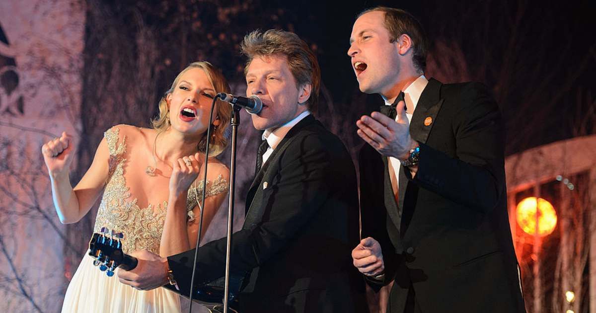 Prince William sings 'Livin' on a Prayer' with Taylor Swift and Jon Bon Jovi in 2013 (Dominic Lipinski - WPA Pool/Getty Images)