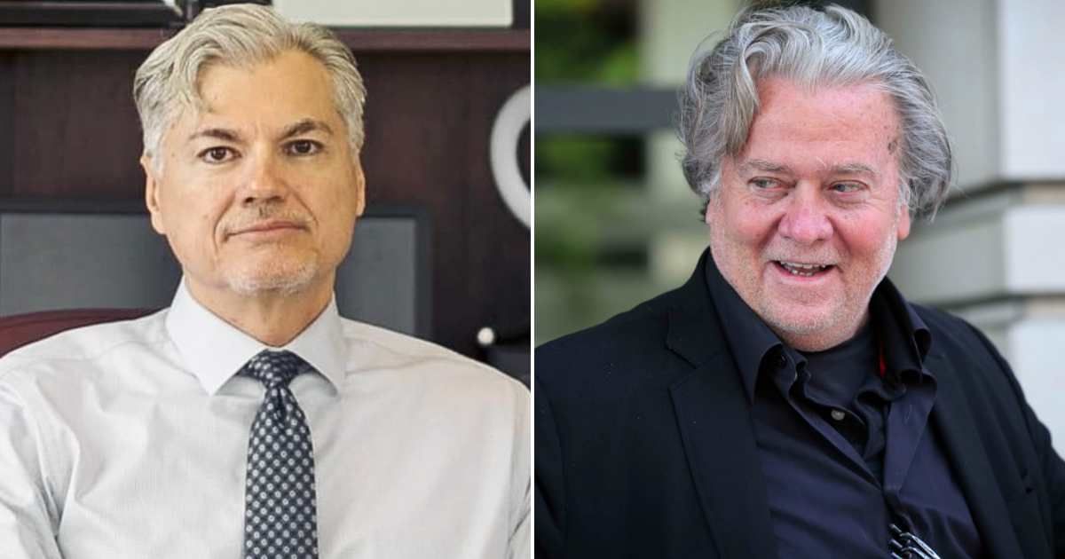 Judge Juan Merchan, who was originally assigned to Steve Bannon's criminal fraud trial in New York, has been replaced (Getty Images, Today/YouTube)