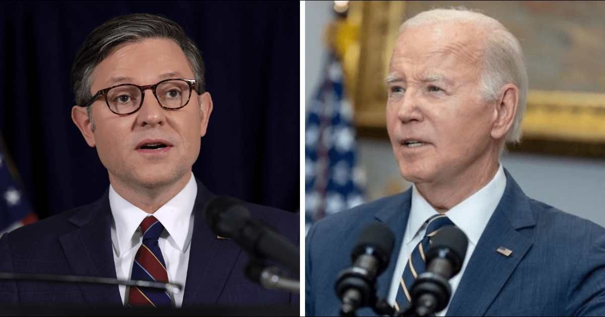 Speaker Mike Johnson has announced  that House plans to sue DOJ for Joe Biden's interview tapes (Getty Images)