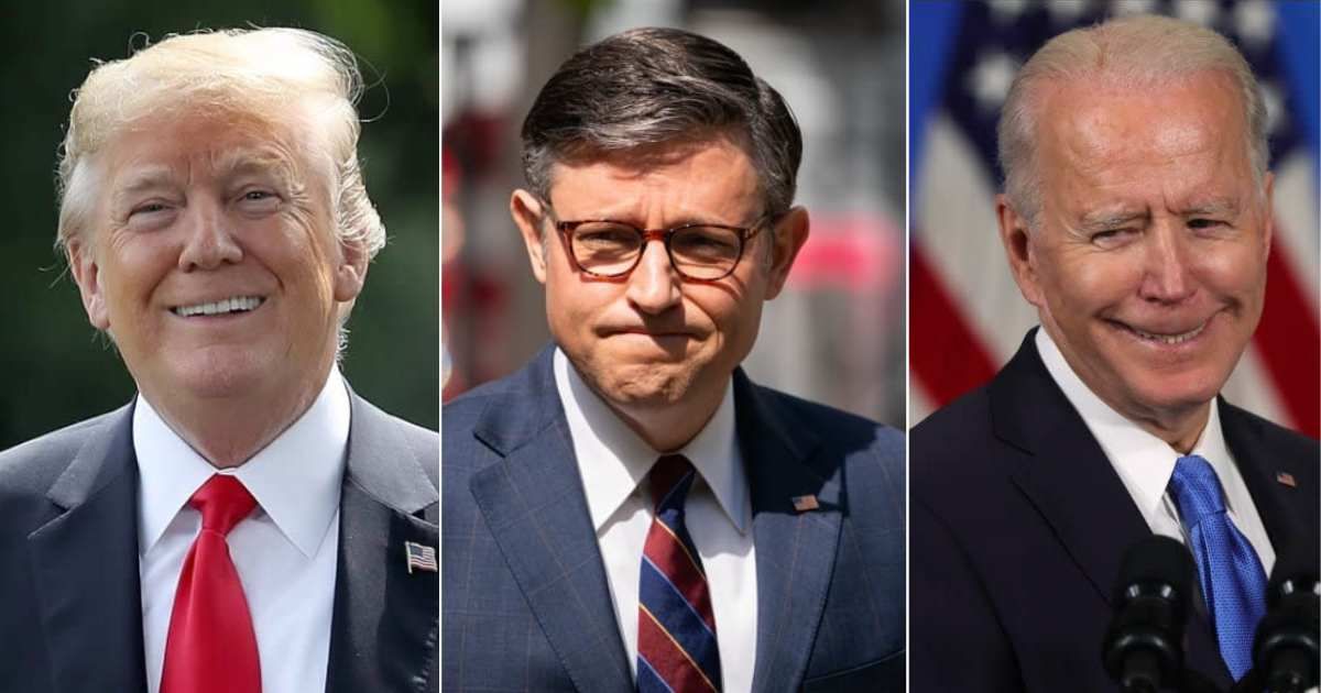 Speaker Mike Johnson suggested Donald Trump should avoid talking about the allegedly 'stolen' 2020 election in the upcoming June 27 presidential debate with Joe Biden (Getty Images)