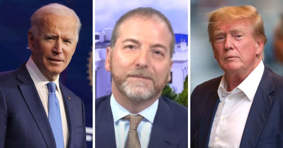 Chuck Todd stated that the presidential debate rules may work more in favor of Donald Trump than President Joe Biden (Getty Images, Screengrab/MSNBC)