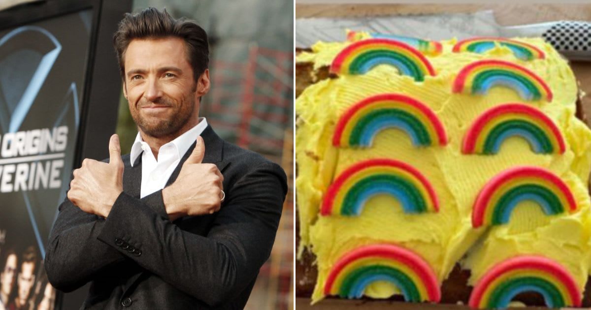 Hugh Jackman celebrated Pride Month by baking a rainbow-themed cake (Getty Images and @thehughjackman/Instagram)