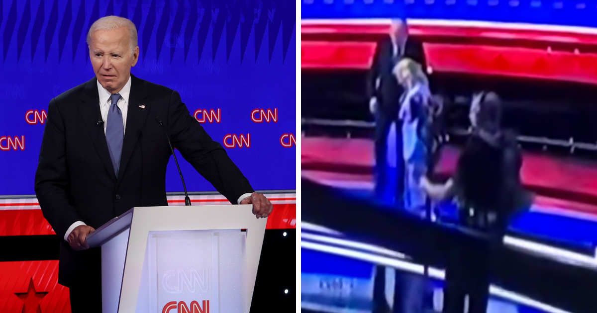 President Joe Biden was escorted off the stage by his wife Jill Biden after the first presidential debate (Justin Sullivan/Getty Images and X/@DonaldJTrumpJr)