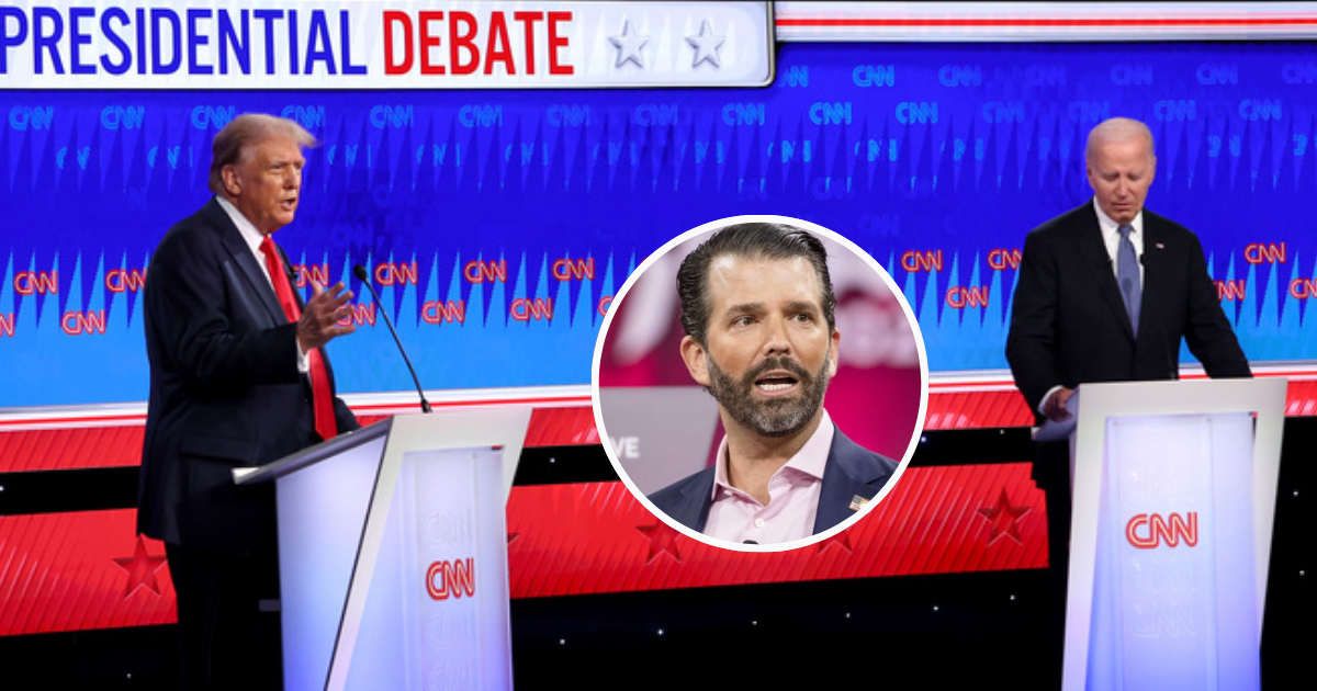 Donald Trump Jr floated a conspiracy theory about the June 27 debate but it was quickly debunked by CNN (Justin Sullivan/Getty Images)
