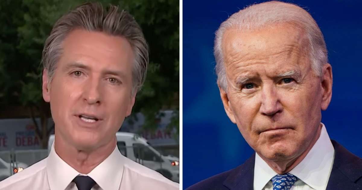 In a fundraising pitch, Gavin Newsom strongly defended Joe Biden's debate performance (Newsnation/YouTube, Getty Images)