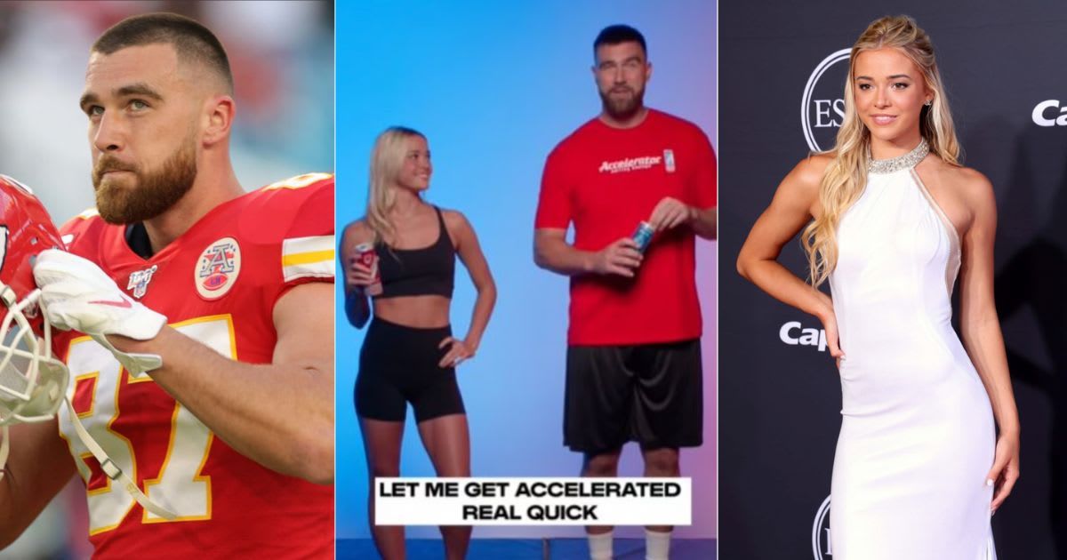 Travis Kelce and Olivia Dunne starred in a new Accelerator advertisement (Getty Images, @drinkaccelerator/Instagram)
