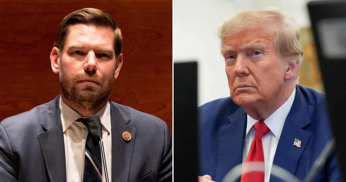 Eric Swalwell rebuked GOP lawmakers for claiming classified documents were safely kept at Donald Trump's Florida resort (Getty Images)