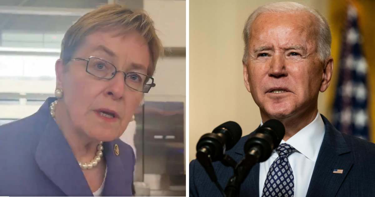 Rep Marcy Kaptur was bombarded with questions at Detroit airport regarding the future of President Joe Biden's reelection bid (@NRCC/X, Getty Images)