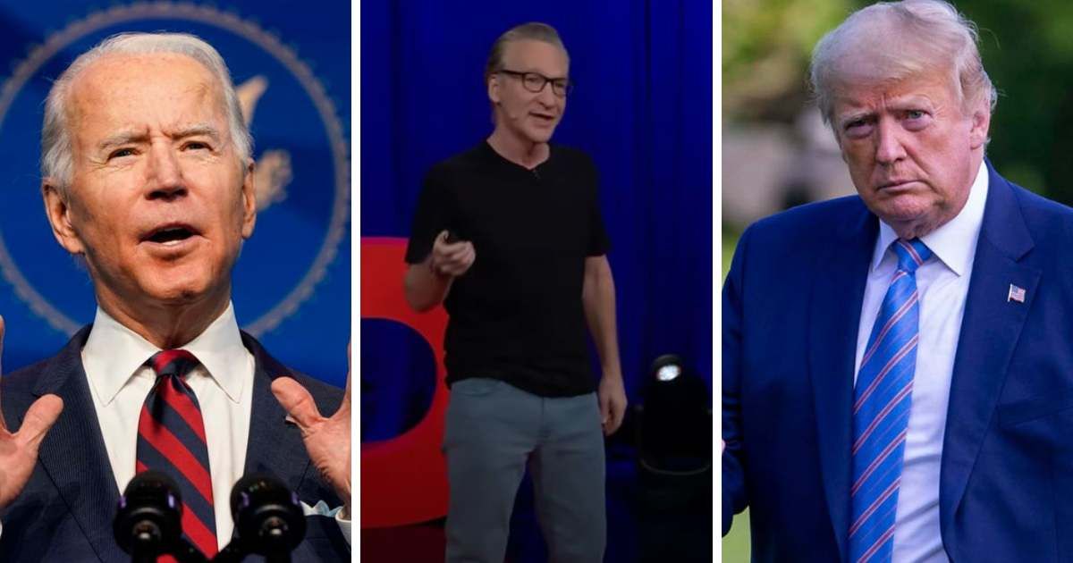 Bill Maher delivered a hilarious TED Talk with sneaky reference to Donald Trump and Joe Biden (Real Time with Bill Maher, Getty Images)