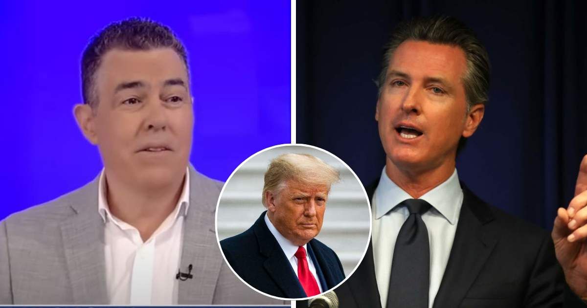Actor and comedian Adam Carolla predicted that Donald Trump would decisively defeat California Governor Gavin Newsom in a head-to-head political matchup  (Fox News/screengrab, Getty Images)