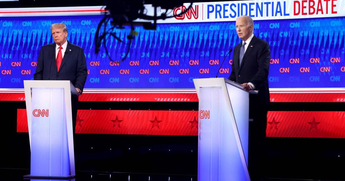 President Joe Biden and Republican presidential candidate Donald Trump participate in the Presidential Debate at the CNN Studios on June 27, 2024 (Getty Images)
