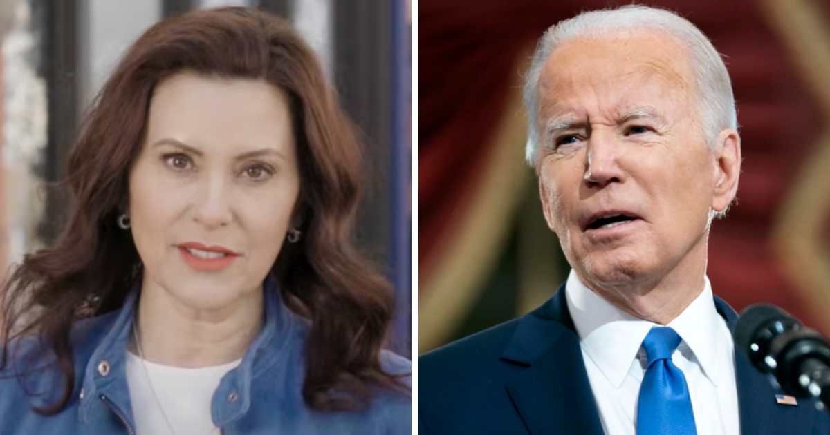 Gretchen Whitmer clarified she was '100 percent' behind Joe Biden in the 2024 presidential race (Gretchen Whitmer/YouTube, Getty Images)