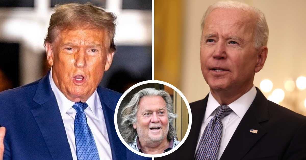 Donald Trump accused Joe Biden of weaponizing the legal system as Steve Bannon began his prison sentence (Getty Images)