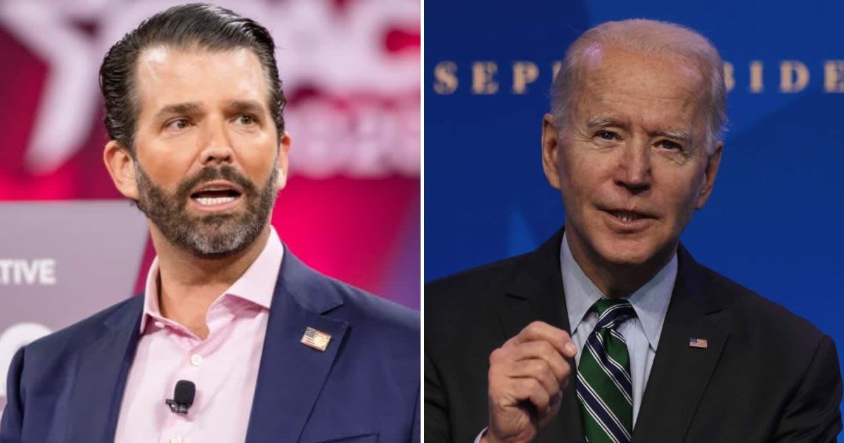 Donald Trump Jr joined other MAGA supporters in dressing up as trash for Halloween to retaliate against Joe Biden's remarks (Getty Images)