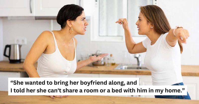'AITA for telling my mom she can't share a room or a bed with her boyfriend in my home?'
