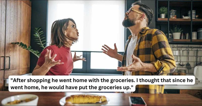 'AITA for refusing to put away groceries my husband left on the floor after shopping?'