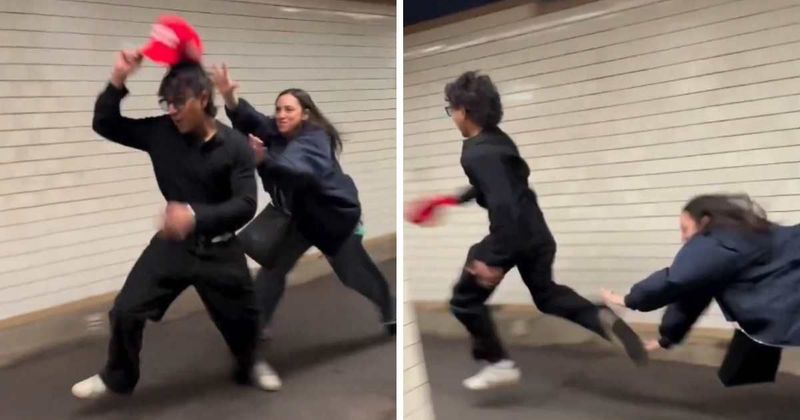 Woman attacks man for wearing MAGA hat in NYC subway and faces instant karma as video goes viral