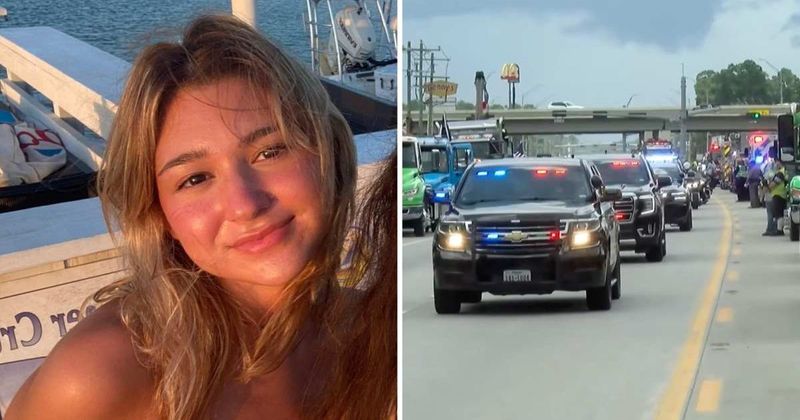 Five-mile-long police escort honors Texas flood victim's body as hometown gathers in rain to pay respects