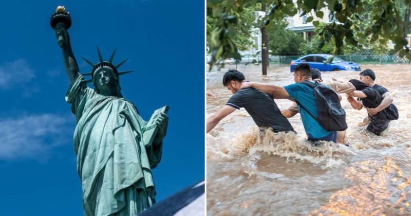 Internet focuses on viral push to clean Statue of Liberty amid flash floods in New York and New Jersey