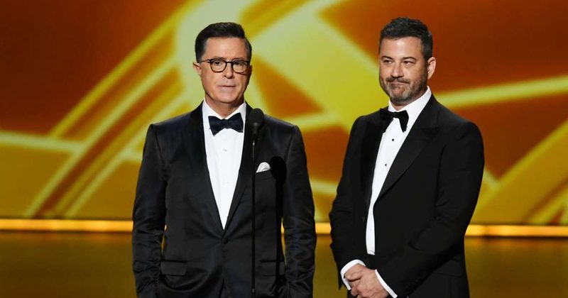 Jimmy Kimmel sends Stephen Colbert love, blasts 'all Sheldons' at CBS over 'The Late Show' cancellation