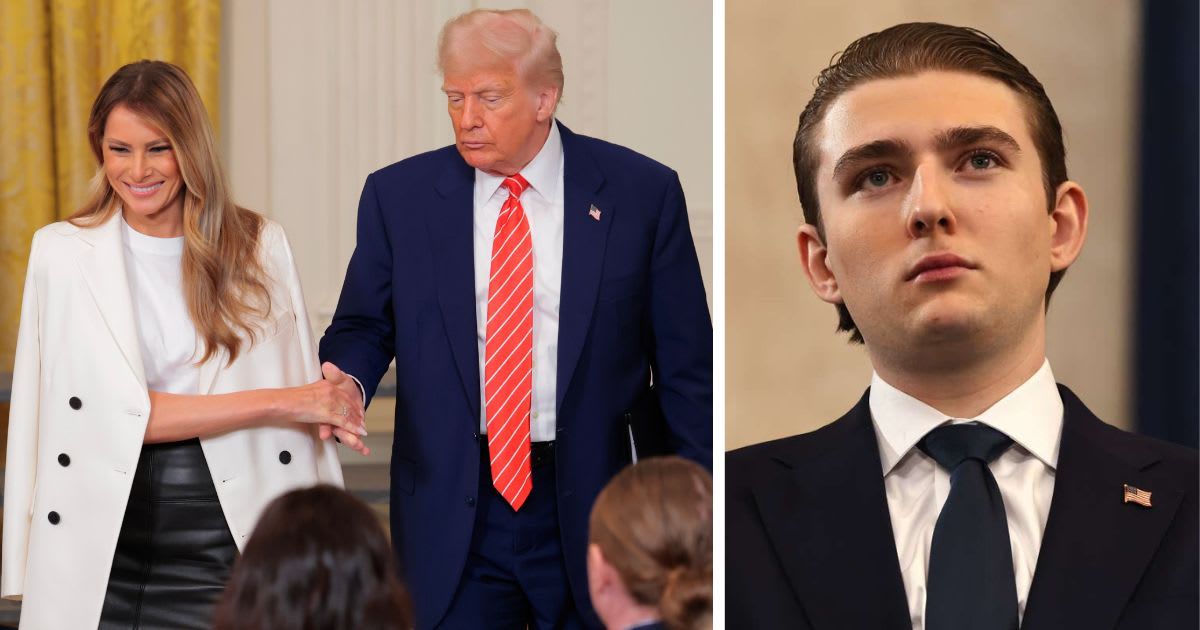 Trump and Melania share rare affectionate moment in resurfaced video featuring then-infant son Barron