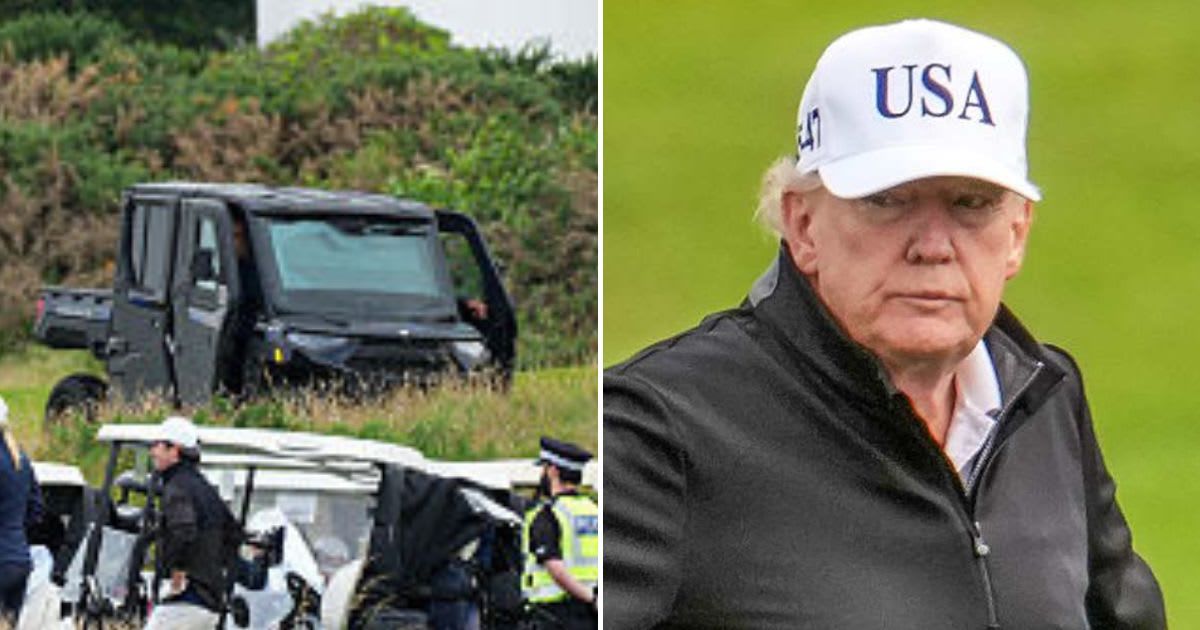 Trump's heavily armored new golf cart goes viral less than a year after assassination bid at his course