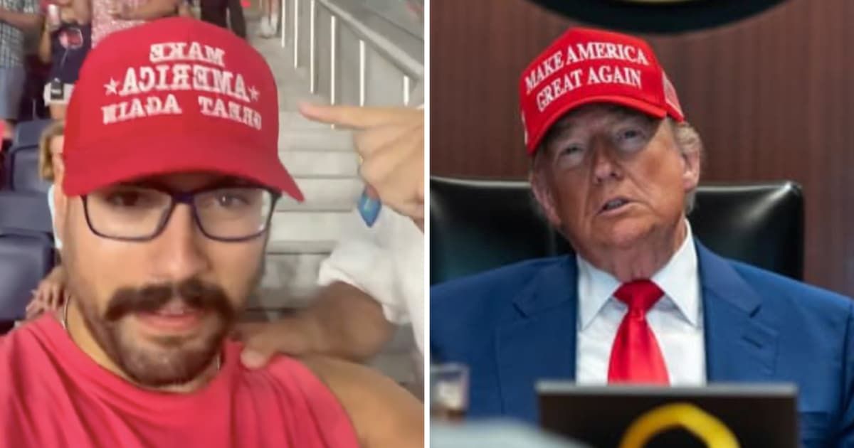 Viral video shows fan kicked out of soccer game over MAGA hat, Internet says 'the hate is palpable'
