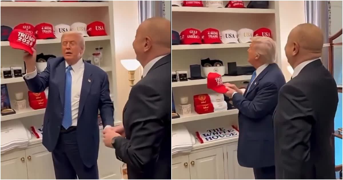 Internet cheers as Trump shows Azerbaijani president 2028 MAGA cap joking 'everybody wants me to run'
