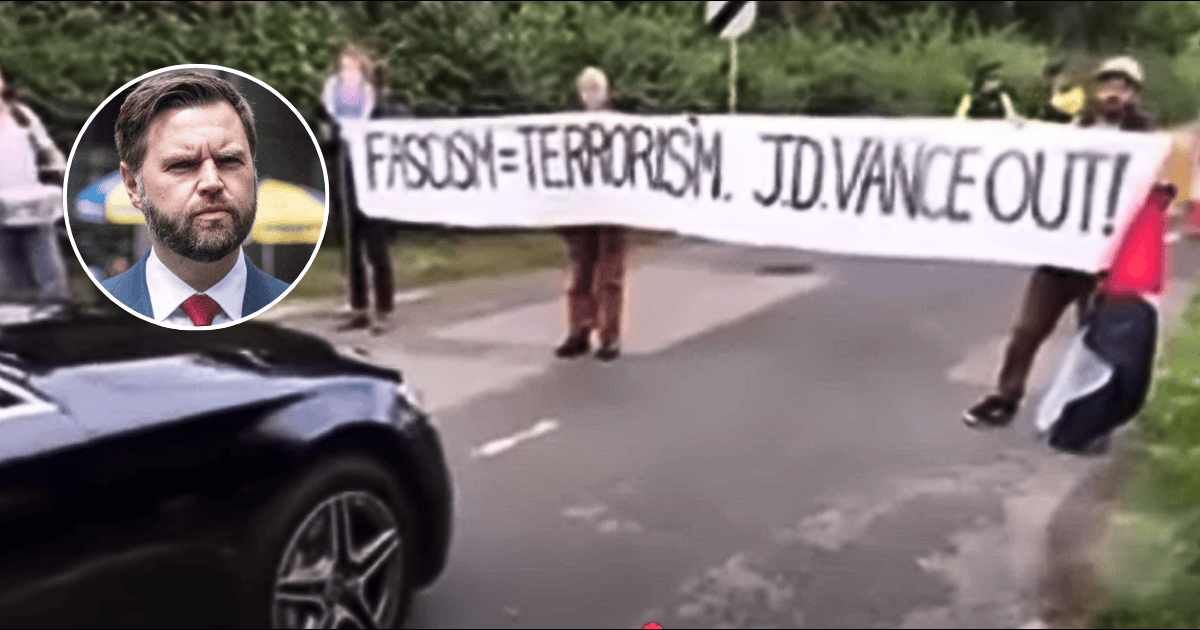 Fact Check: Did UK protesters block JD Vance’s motorcade with 'Fascism = Terrorism. JD Vance Out' sign?