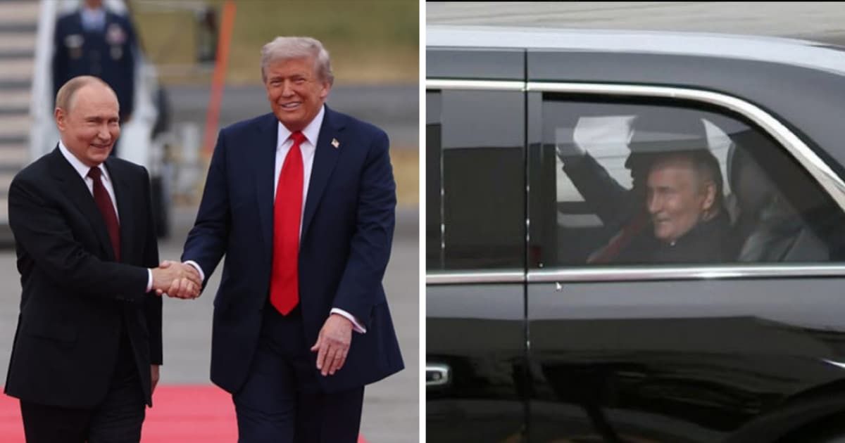 Internet split as a smiling Putin rides in ‘The Beast’ with Trump in Alaska after red-carpet welcome