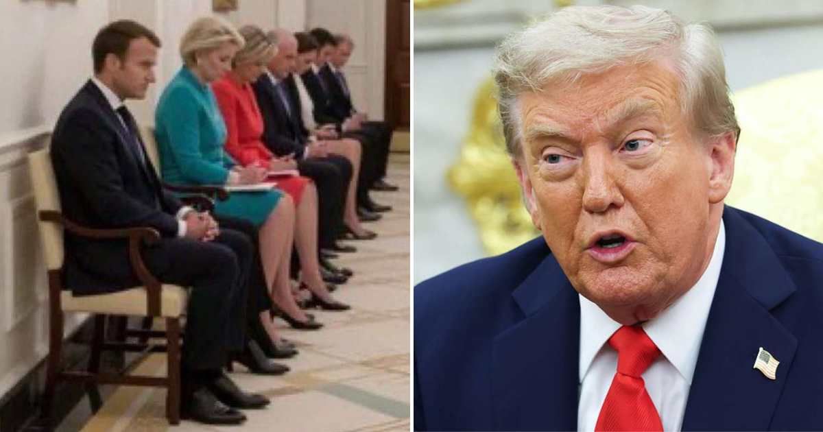 Fact Check: Is viral photo of Macron, EU leaders sitting like schoolchildren as they wait for Trump real?