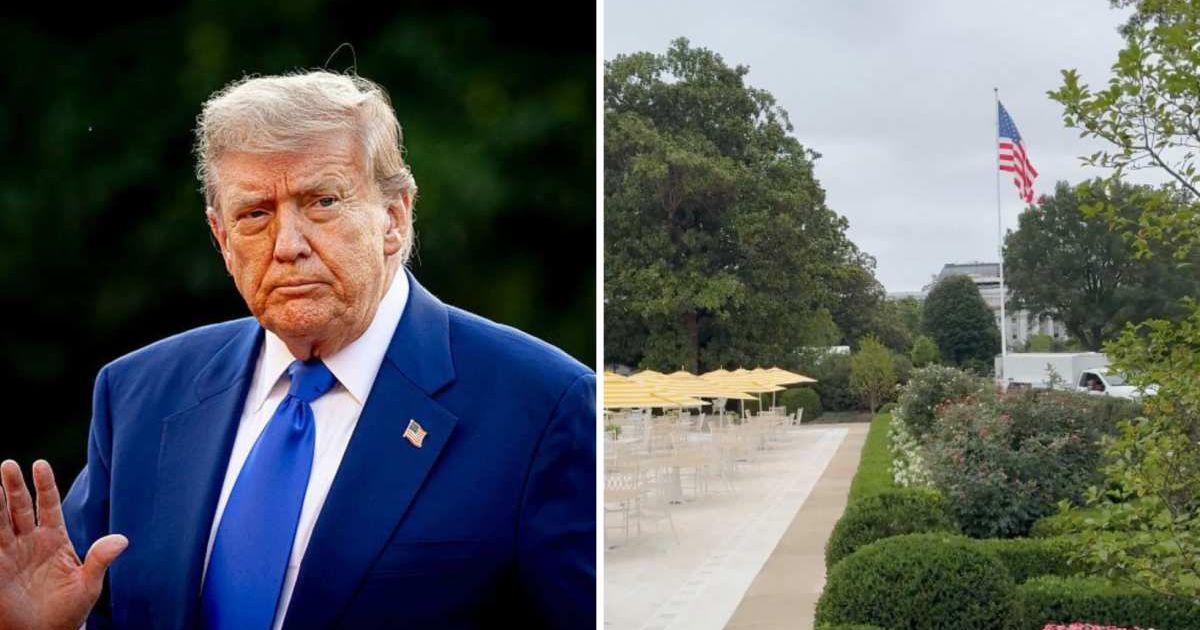 Trump tests speakers in newly revamped Rose Garden ahead of event, draws internet praise