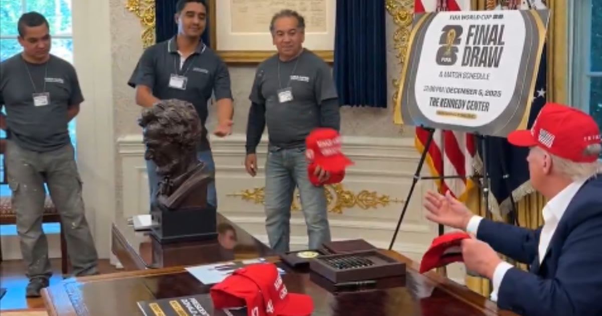 Trump gifts ‘MAGA 45-47’ hats to contractors working on White House renovation as token of gratitude