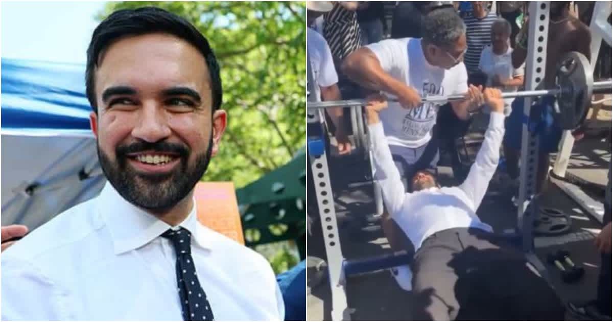 Zohran Mamdani earns ‘mamscrawny’ nickname after bench press fail at Brooklyn Men’s Day event