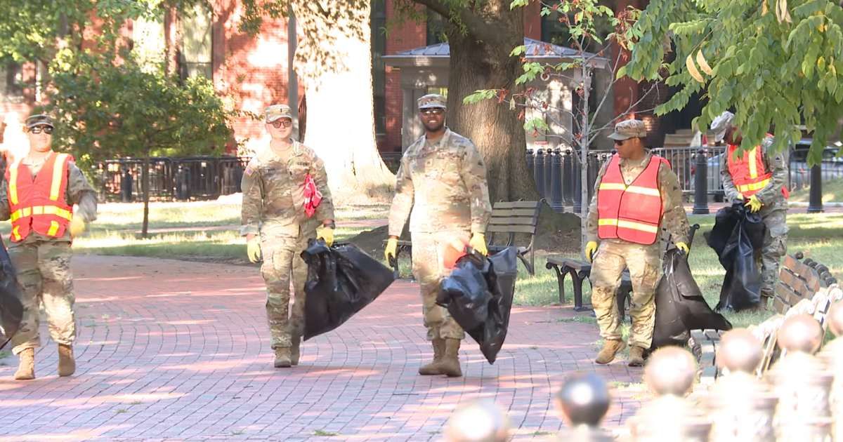 National Guard deployed to combat 'crime emergency' in DC seen picking up trash outside White House