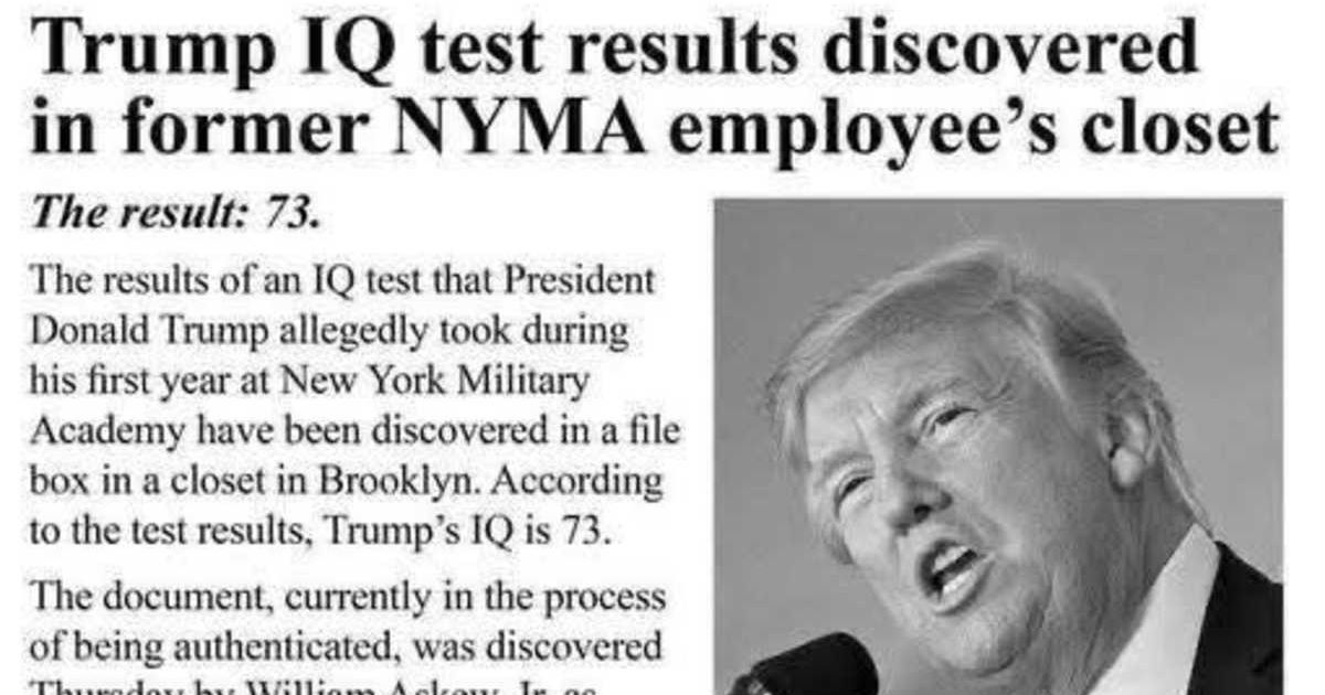 Fact Check: Did Trump score 73 on an IQ test during his first year at New York Military Academy?