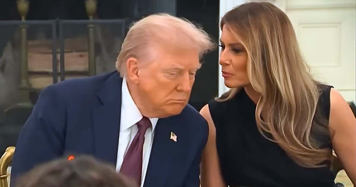 Trump struggles to hear reporter's question, leans into Melania for help at White House dinner