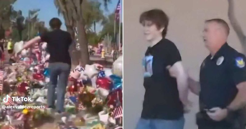 Man tramples Charlie Kirk memorial, angry mourners throw him to the ground before cops arrest him