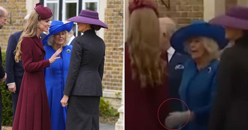 Queen Camilla appears to shoo Kate Middleton away while greeting Melania Trump at Windsor Castle