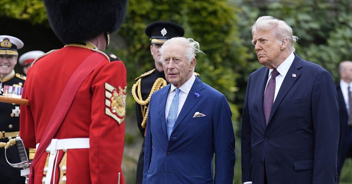 On September 17, King Charles, 76, was filmed warning President Donald Trump, as they inspected a Guard of Honour at Windsor Castle (Andrew Matthews, Getty Images)