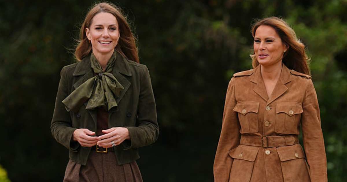Catherine, Princess of Wales and first lady Melania Trump in Frogmore Gardens in Windsor where they met members of the Scouts' Squirrels programme, during the State visit on on september 18, 2025 in Windsor, England (Getty Images)