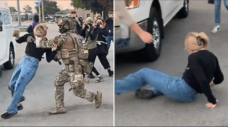 Illinois Dem candidate Kat Abughazaleh thrown to ground by ICE agent during protest