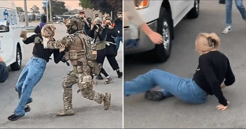 Illinois Dem candidate Kat Abughazaleh thrown to ground by ICE agent during protest