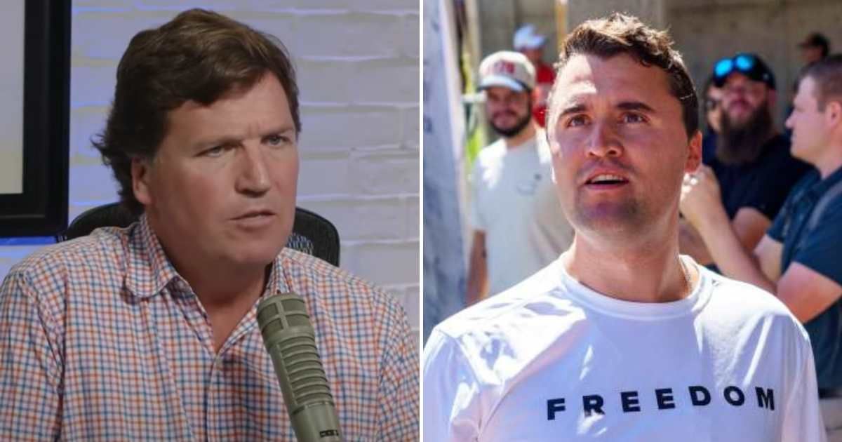 Tucker Carlson recalled how Charlie Kirk won him over after he thought of the conservative icon being 'just some predator' (Screengrab/The Charlie Kirk Show, Getty Images)