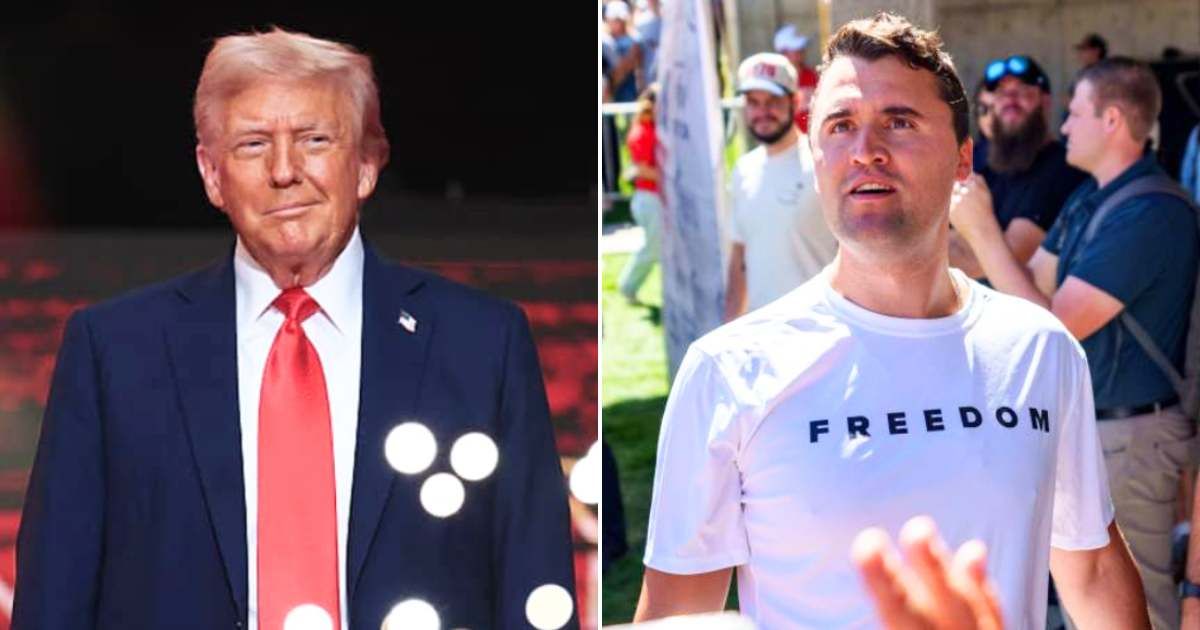 President Donald Trump gave a long, mostly unscripted speech Sunday at the funeral for conservative activist Charlie Kirk (Getty Images)