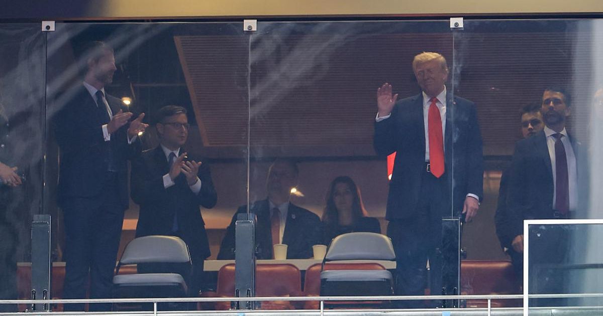President Donald Trump attended Charlie Kirk's memorial seated behind layers of bulletproof glass (Getty Images)