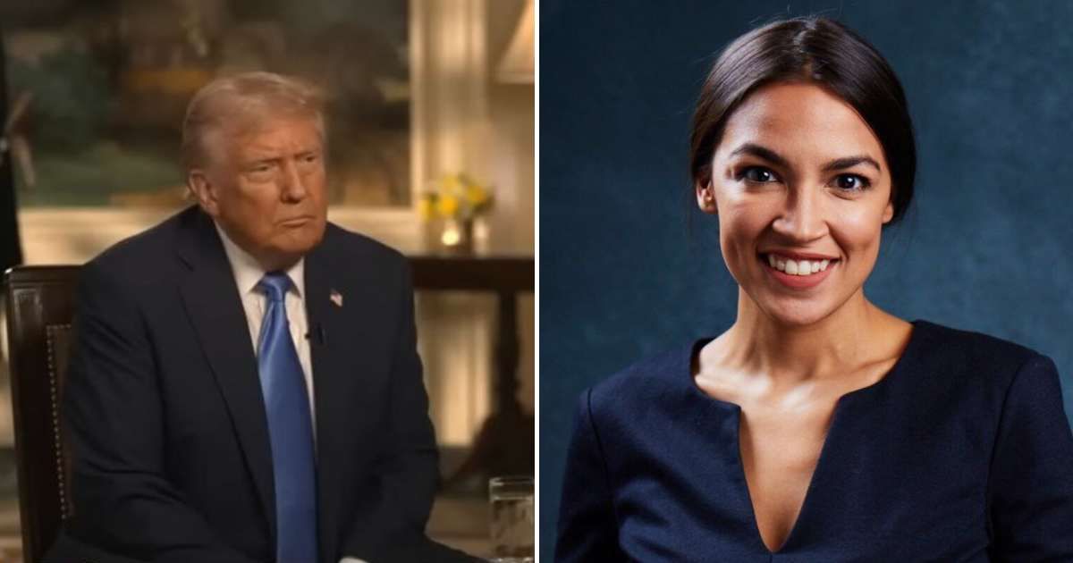 President Donald Trump delivered a reluctant compliment to Rep Alexandria Ocasio-Cortez after being asked to say something nice on TV (Screengrab/Fox News/YouTube, @AOC/X)