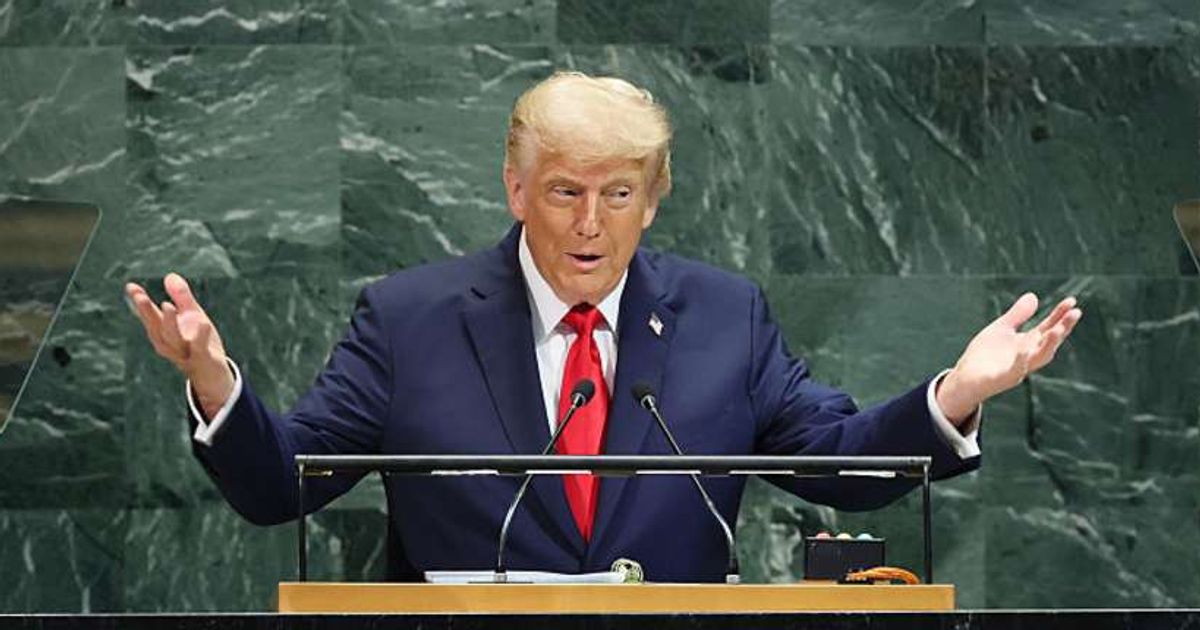 US President Donald Trump speaks during the United Nations General Assembly (UNGA) at the United Nations headquarters on September 23, 2025 in New York City (Getty Images)